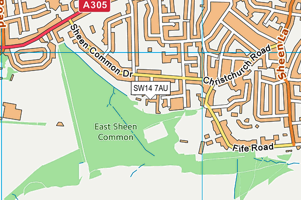 SW14 7AU map - OS VectorMap District (Ordnance Survey)