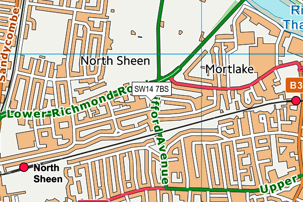 SW14 7BS map - OS VectorMap District (Ordnance Survey)