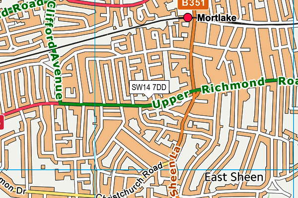 SW14 7DD map - OS VectorMap District (Ordnance Survey)