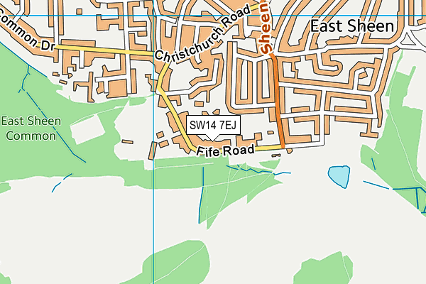 SW14 7EJ map - OS VectorMap District (Ordnance Survey)