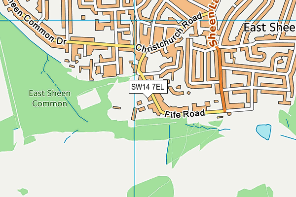 Sheen Common map (SW14 7EL) - OS VectorMap District (Ordnance Survey)