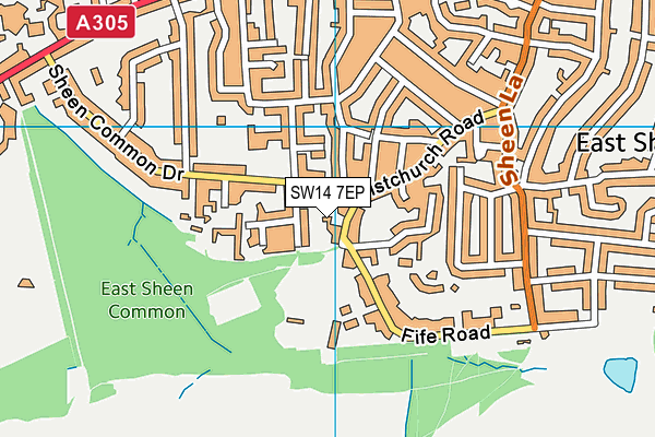 SW14 7EP map - OS VectorMap District (Ordnance Survey)