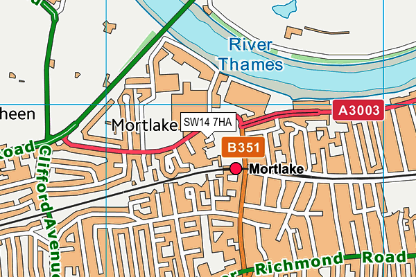 SW14 7HA map - OS VectorMap District (Ordnance Survey)