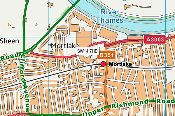 SW14 7HE map - OS VectorMap District (Ordnance Survey)