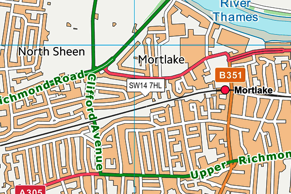 SW14 7HL map - OS VectorMap District (Ordnance Survey)