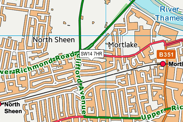 SW14 7HR map - OS VectorMap District (Ordnance Survey)