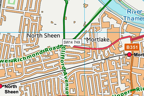 SW14 7HX map - OS VectorMap District (Ordnance Survey)