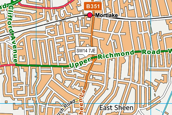 SW14 7JE map - OS VectorMap District (Ordnance Survey)