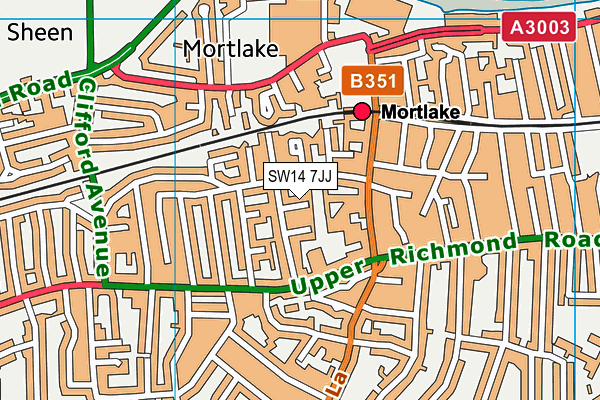 SW14 7JJ map - OS VectorMap District (Ordnance Survey)