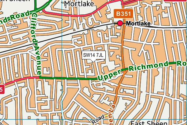 SW14 7JL map - OS VectorMap District (Ordnance Survey)