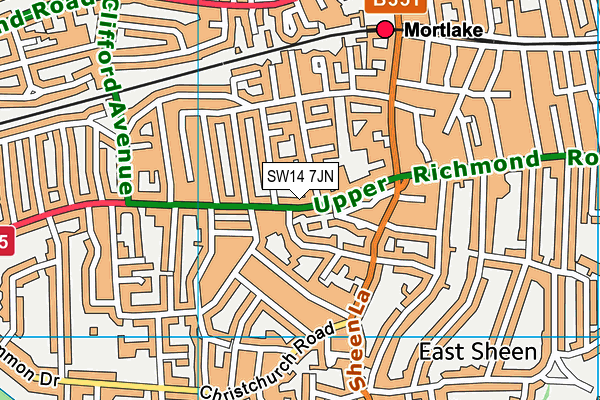 SW14 7JN map - OS VectorMap District (Ordnance Survey)