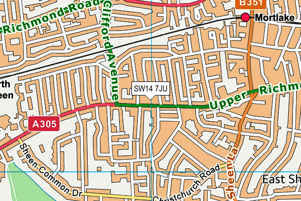 SW14 7JU map - OS VectorMap District (Ordnance Survey)