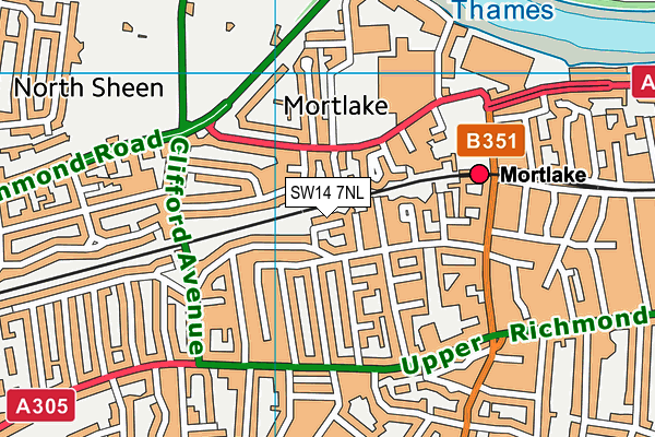 SW14 7NL map - OS VectorMap District (Ordnance Survey)