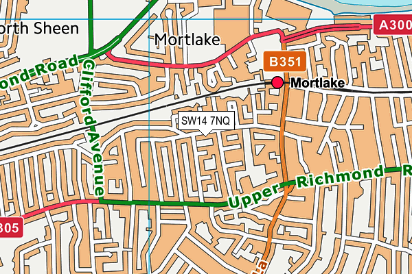 SW14 7NQ map - OS VectorMap District (Ordnance Survey)