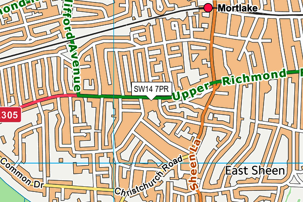 SW14 7PR map - OS VectorMap District (Ordnance Survey)