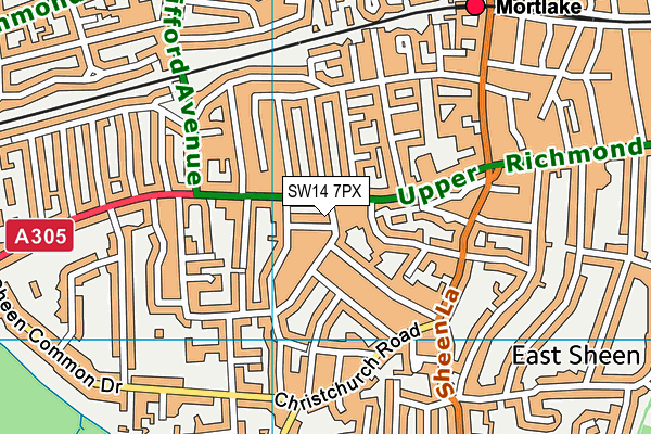 SW14 7PX map - OS VectorMap District (Ordnance Survey)