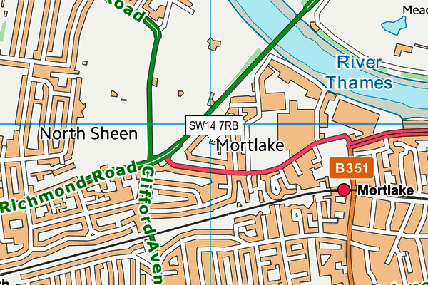 SW14 7RB map - OS VectorMap District (Ordnance Survey)