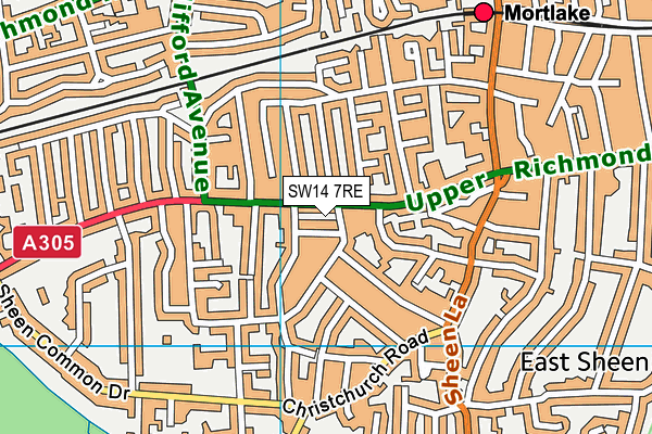 SW14 7RE map - OS VectorMap District (Ordnance Survey)