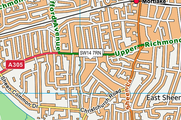SW14 7RN map - OS VectorMap District (Ordnance Survey)