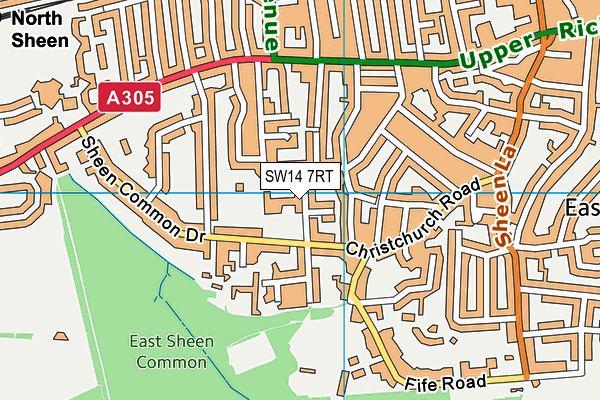 Sheen Mount Primary School map (SW14 7RT) - OS VectorMap District (Ordnance Survey)
