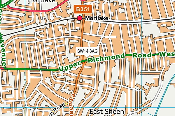 SW14 8AG map - OS VectorMap District (Ordnance Survey)