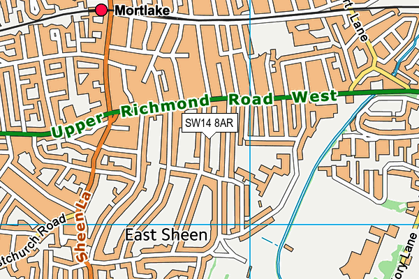 SW14 8AR map - OS VectorMap District (Ordnance Survey)