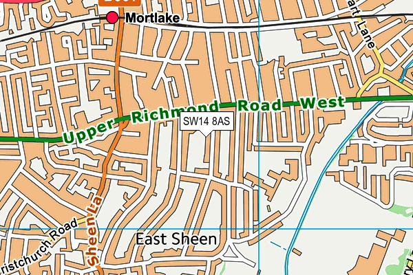 SW14 8AS map - OS VectorMap District (Ordnance Survey)