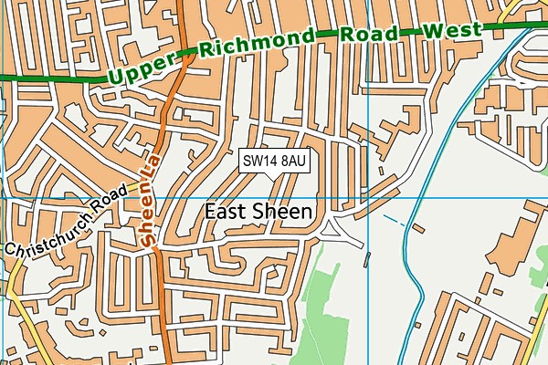 SW14 8AU map - OS VectorMap District (Ordnance Survey)