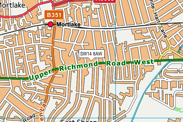 SW14 8AW map - OS VectorMap District (Ordnance Survey)