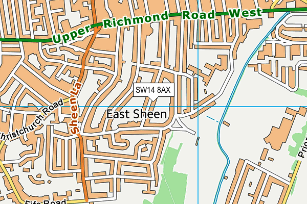 SW14 8AX map - OS VectorMap District (Ordnance Survey)