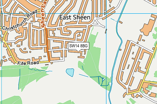 SW14 8BG map - OS VectorMap District (Ordnance Survey)