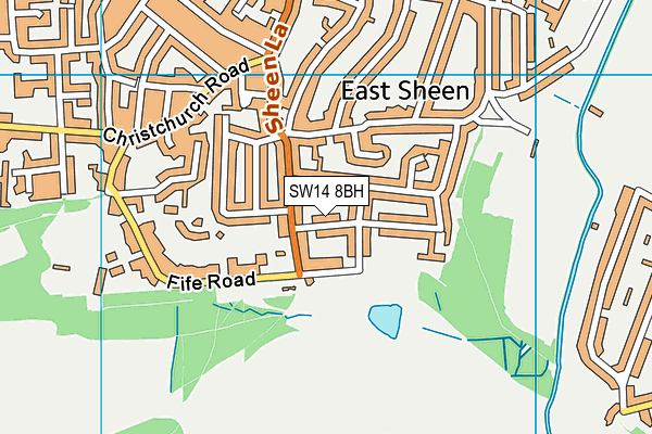 SW14 8BH map - OS VectorMap District (Ordnance Survey)