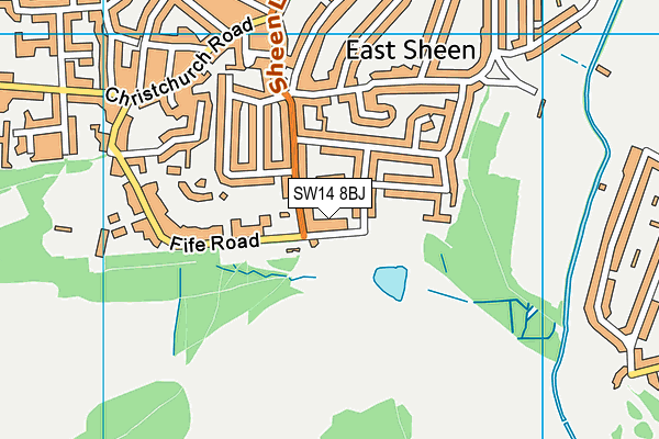 SW14 8BJ map - OS VectorMap District (Ordnance Survey)
