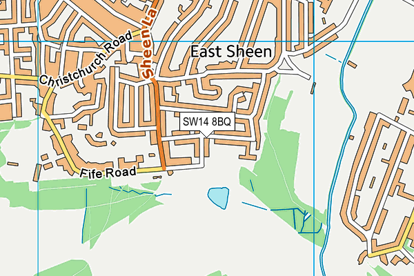 SW14 8BQ map - OS VectorMap District (Ordnance Survey)