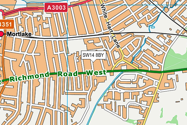 SW14 8BY map - OS VectorMap District (Ordnance Survey)