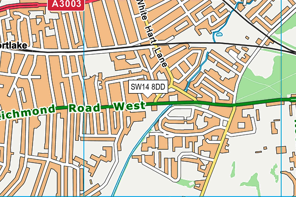 SW14 8DD map - OS VectorMap District (Ordnance Survey)