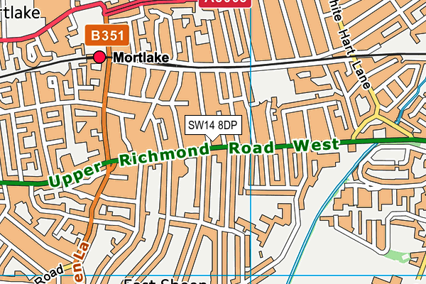 SW14 8DP map - OS VectorMap District (Ordnance Survey)