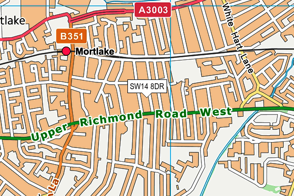 SW14 8DR map - OS VectorMap District (Ordnance Survey)