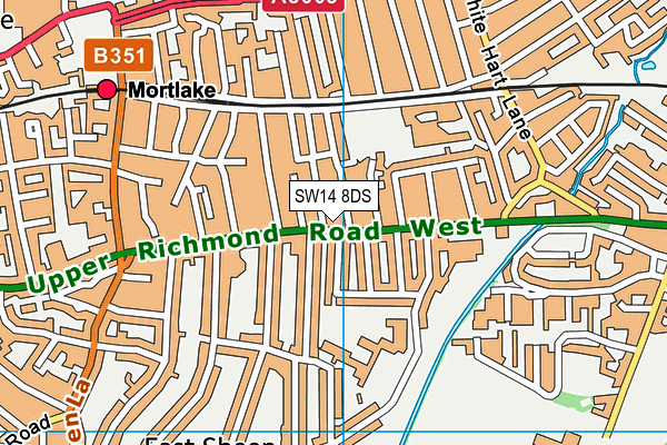 SW14 8DS map - OS VectorMap District (Ordnance Survey)