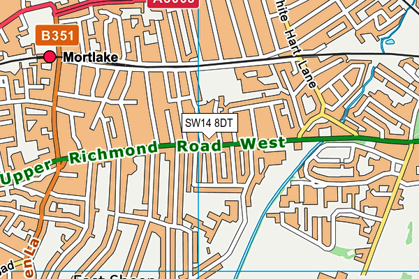 SW14 8DT map - OS VectorMap District (Ordnance Survey)