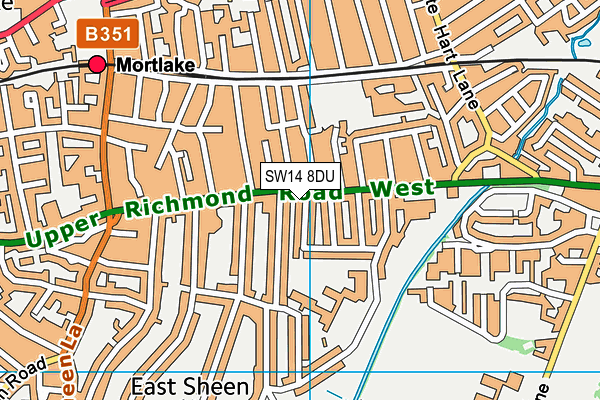 SW14 8DU map - OS VectorMap District (Ordnance Survey)