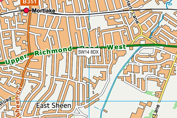 SW14 8DX map - OS VectorMap District (Ordnance Survey)