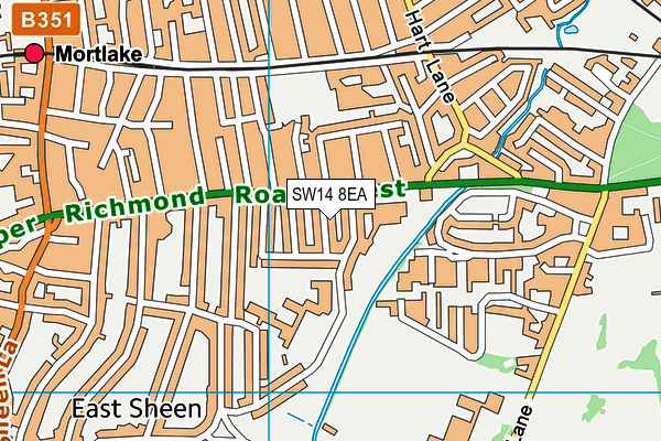 SW14 8EA map - OS VectorMap District (Ordnance Survey)