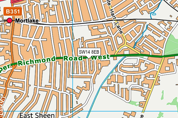 SW14 8EB map - OS VectorMap District (Ordnance Survey)