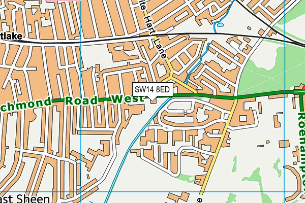 SW14 8ED map - OS VectorMap District (Ordnance Survey)