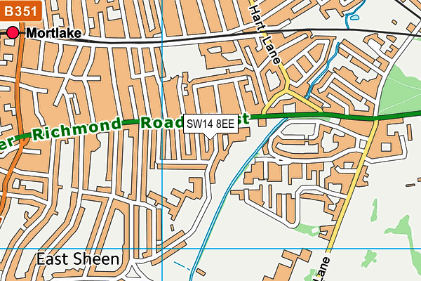 SW14 8EE map - OS VectorMap District (Ordnance Survey)