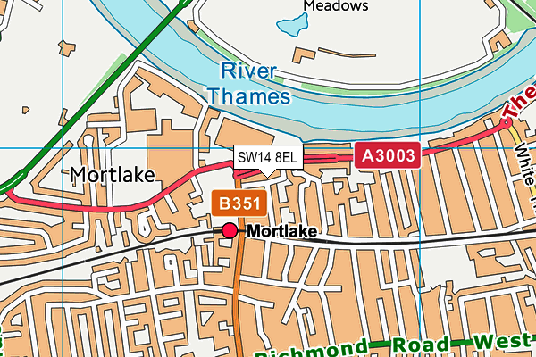 SW14 8EL map - OS VectorMap District (Ordnance Survey)