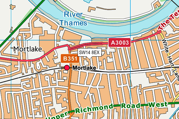 SW14 8EX map - OS VectorMap District (Ordnance Survey)