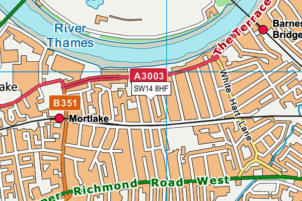 SW14 8HF map - OS VectorMap District (Ordnance Survey)