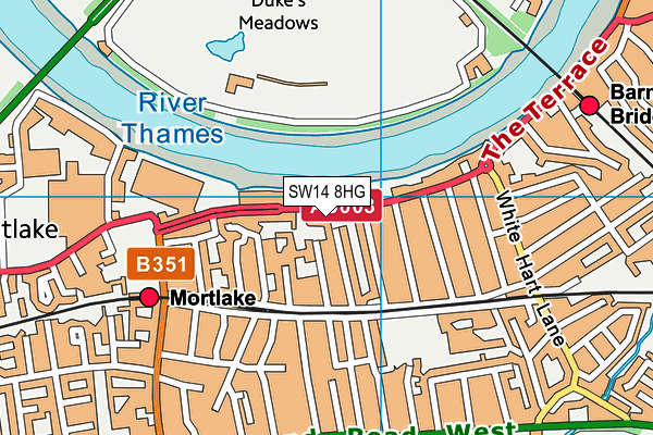 SW14 8HG map - OS VectorMap District (Ordnance Survey)